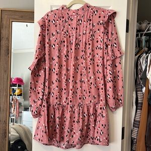 Boohoo multi print dress with ruffles, NWT